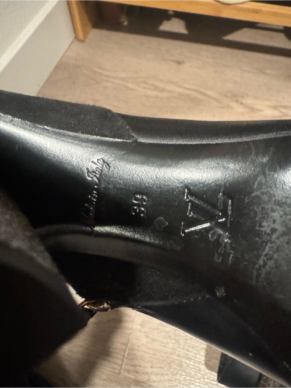 Authentic Louis Vuitton Black Leather Women's Ankle Boot with Monogram Accent - Picture 6 of 6